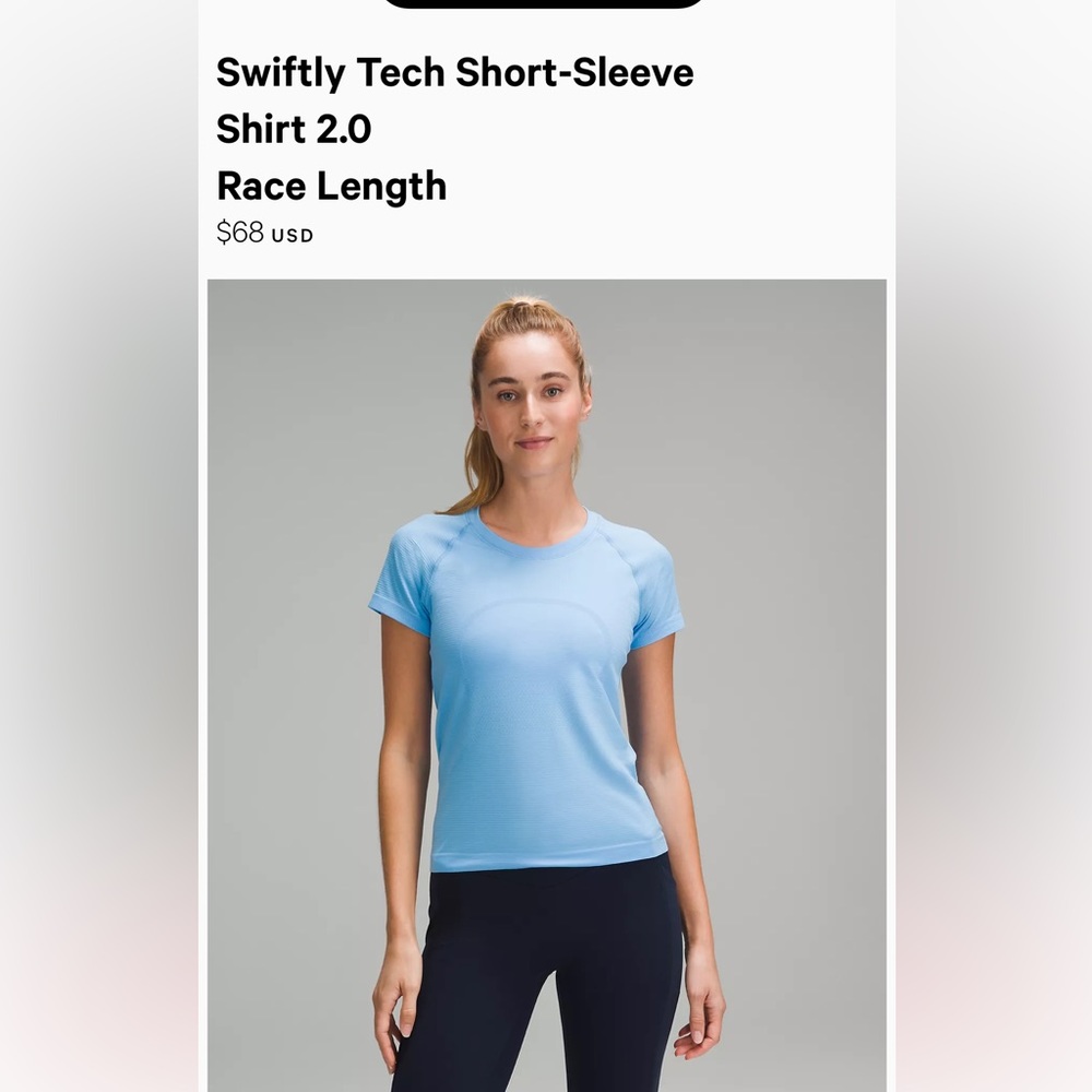 Women’s Lululemon Swiftly Tech short sleeve 2.0 race length